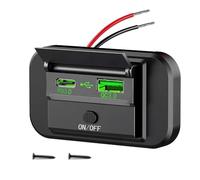 Chargeur rapide USB-C PD 55 W et QC 3.0 36 W avec bouchon anti-poussière pour véhicules 12 V/24 V, voitures, motos, bateaux et camping-cars
