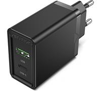 Chargeur Rapide USB C pour iPhone, VENTION Double Prise Adaptateur Bloc Chargeur USB C 20W QC 3,0 Compatible avec iPhone 14 13 12 11 Pro Max XS XR X iPad AirPods Pro Samsung Galaxy Pixel - Noir