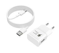 Chargeur Rapide USB Samsung, pour avec Samsung Galaxy S9 S8 S10 S10+ S20 S20 FE A04S A14 A13 A12 A22 A23 A33 A34 A51 A52 A53 A54 5G, Chargeur Rapide de Rechange d'origine + 2m Type-C Câble (Blanc)