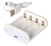 Chargeur rapide USB Smart Charger A4, facile à utiliser, convient pour AA Micro, AAA Mignon, 12500, LR03, LR06