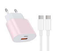 Chargeur Rapide USB Type - C 25W Adaptateur de Charge Alimentation Chargeur USB Type - C 15W avec câble de Charge Rapide 2M (Rose) pour: iPhone 17 16 15 Pro/Max/Plus Samsung Galaxy s25 S23 s22