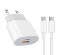 Chargeur Rapide USB Type - C 25W Adaptateur de Charge Alimentation Chargeur USB Type - C 15W avec câble de Charge Rapide 2M (Blanc) pour: iPhone 17 16 15 Pro/Max/Plus Samsung Galaxy s25 S23 s22