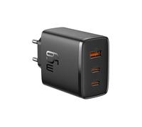 Baseus Chargeur rapide Cube Pro – GaN 65W (2× USB-C + 1× USB-A) – Noir Stellaire