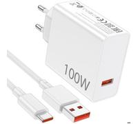 Chargeur Rapide Xiaomi 100W Turbo HyperCharge avec Câble USB-C 1m USB-A 6A Adaptateur pour Smartphone Compatible