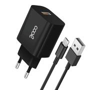 Chargeur réseau connecteur Micro-USB Cool Universel 2,4 A Kit 2 en 1 Noir