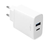 Chargeur réseau FIXED avec sortie USB-C et USB, support PD, 30W, blanc