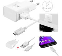 Chargeur - Samsung - Galaxy J3/J3 2017/J2 2018/J5/J5 2017 - Charge rapide - Câble Micro-USB - Blanc