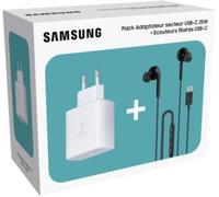 Chargeur SAMSUNG Kit Piéton Blanc + CHARGEUR 25W USB C