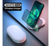 chargeur sans fil 2 en 1 pliable avec témoins lumineux Recharge rapide Puce de gestion intelligente intégrée compatible avec Iphone Huawei Samsun