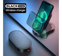 chargeur sans fil 2 en 1 pliable avec témoins lumineux Recharge rapide Puce de gestion intelligente intégrée compatible avec Iphone Huawei Samsun
