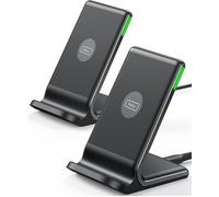 Chargeur Sans Fil, [2 Pack] 15w Qi Certifié Chargeur Induction Double Bobine Lumière Adaptative Facile À Dormir Wireless Charger Stand Pour Iphone 15 14 13 12 11 Pro Max Samsung Google Etc