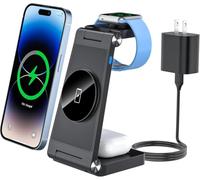 Chargeur sans Fil 3 en 1 Mag-Safe avec Adaptateur CA 18 W Compatible avec iPhone 15/14/13/12 Pro Max Plus, Station de Charge de Voyage Flottante pour Apple Watch et Air Pods
