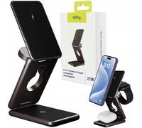 Chargeur Sans Fil 3-En-1 Magsafe 22,5w ¿ Station De Charge Rapide Pour Iphone 15/14/13/12, Apple Watch, Airpods ¿ Support Pliable Compact En Métal, Design Élégant Graphite Avec Entrée Usb-C