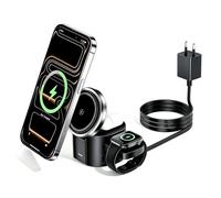 Chargeur sans fil 3-en-1 pliable 25 W avec adaptateur 45 W, compatible MagSafe pour iPhone, Apple Watch et AirPods