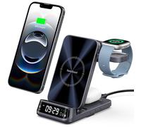 Chargeur sans Fil 3-en-1 pour Fitbit Versa 4/3/Sense 2/1/Pixel Watch 3/2 (Non pour Watch 4/1), Station de Charge pour iPhone Air/17/16, pour Samsung S25/S24/S23, pour Google Pixel, sans Adaptateur