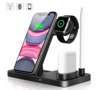 Chargeur sans fil 4 en 1 performant, compatible avec de nombreux appareils, support pliable avec surface antidérapante en silicone, charge innovante
