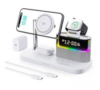 Chargeur sans Fil, 5 en 1 Station de Charge Compatible avec Apple, Reveil Chargeur Induction Compatible avec iPhone 16 15 14 13 12, Apple Watch, AirPods Pro avec 33W Adaptateur Rapide
