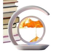 Chargeur sans fil à sable mobile - Station de lampe dynamique 3 en 1 pour peinture sur sable, chargeur magnétique rapide avec sablier liquide rotatif, double lumière bleu jaune, effet 3D de mer