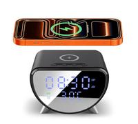 Chargeur sans Fil avec Horloge/Réveil Numérique, Chargeur à Induction 15W | Station de Charge Rapide pour iPhone 17,Samsung Galaxy/Note,Google Pixel, Horloge de 12/24h, Affichage LED avec Température