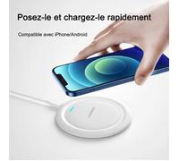 Chargeur sans Fil, Chargeur iphone,Charge Rapide 15W, Chargeur à Induction Compatible avec iPhone, Huawei, Samsung, etc（Blanc）