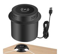 Chargeur sans fil de bureau, chargeur sans fil invisible, chargeur double sans fil USB intégré, électronique de consommation multifonctionnelle intelligente pour le comptoir de bureau, salle de séjour