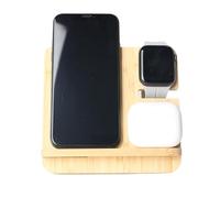 Chargeur sans fil en bois, station de charge portable, base à alimentation rapide de 15 W, 14 x 13 x 2 cm, design élégant pour smartphones, écouteurs, table de chevet, coiffeuse, bureau, usage