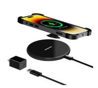 Chargeur sans fil FU1999 15 W pour coques épaisses (10 mm), PopSocket, OtterBox - compatible avec iPhone 16 Pro Max/15/14/13/12/11 et Samsung