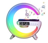 Chargeur sans fil, haut-parleur Bluetooth, 10 types de lumières, veilleuse RGB, réveil, aide au sommeil, cadeau d'anniversaire