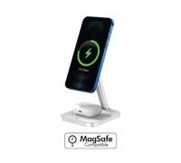 Chargeur Sans Fil Induction 2 en 1 Compatible MagSafe 15W Force Power Blanc