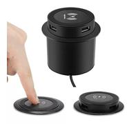 Chargeur sans Fil Intégré de Bureau, Station de Charge Encastrable Plan de Travail, 3 en 1 Multifonction Pop-Up 15 W Charge Rapide USB Double pour Smartphone - Table de Chevet, Bureau, Meubles