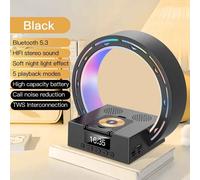 Chargeur sans fil intelligent avec réveil,haut-parleurs BT,décoration d'éclairage LED pour chambre à coucher,15W,produits tendance,2024 - Type Black