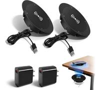 Chargeur sans Fil Invisible sous Le Bureau - Tapis de Charge Rapide caché et élégant et Chargeur Qi Peu encombrant Invisible, Compatible avec la Plupart des téléphones, Parfait pour Les (2 PCS)