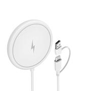 Chargeur sans Fil Magnétique 2 en 1 avec 2 Pièces De Rechange, Station De Chargement 15W Ultra Fine en Alliage D'Aluminium, Compatible avec iPhone 16/15/14/13/12 Et AirPods 3/2/Pro