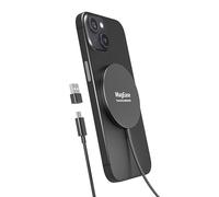 Chargeur sans Fil Magnétique 2-en-1 avec Mag-Safe - Design Ultra-Fin en Alliage d'Aluminium - Chargeur Rapide Compatible pour iPhone 17/16/15/14/13/12 et AirPods 4/3/2/Pro-Noir Basalte