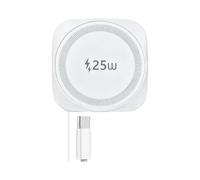 Chargeur sans Fil Magnétique 25W avec Câble USB-C rétractable, Charge Rapide Qi2.2 25W pour iPhone 17/16/15/14/13/12,Airpods Pro etc, Chargeur Induction Voyage pour Samsung Galaxy Google Pixel,Blanc