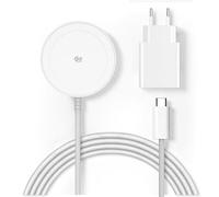 Chargeur sans Fil magnétique Qi2 25 W avec câble 1,5 m, Compatible Mag-Safe pour Les séries iPhone 18/17/16/15/14/13/12/Air/Duo, AirPods 5/4/3/2/Pro, série Pixel 10 et Plus, Adaptateur 30 W, Blanc