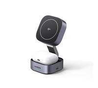 Chargeur sans fil MagSafe Qi2 USB-C 3 en 1 pour téléphone et écouteurs - Noir