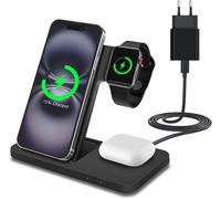 Chargeur sans Fil pour iPhone, Apple Watch et AirPods par - 18W Support de Charge sans Fil 3 en 1 pour MagSafe - Station d'accueil pour Charge Rapide sans Fil - Adaptateur 20W Inclus - Noir