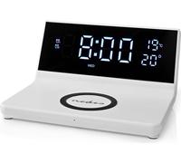 N WCACQ20WT - Réveil sans fil chargeur, prise USB-A, Snooze