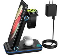 Chargeur sans fil pour Samsung/Android, HOLYJOY Station de charge rapide pliable 3 en 1/support/chargeur multiple pour Samsung S25 Ultra/S24/Note 20, tapis de voyage pour Galaxy Watch 8/7/6/5/Active 2