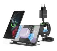 Chargeur sans Fil pour Samsung avec Miroir Réveil,Station de Charge sans Fil 4 en 1 pour Galaxy S23 Ultra/S23+/Z CHARGEUR TELEPHONE