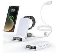 Chargeur sans Fil pour Samsung Galaxy S25 Ultra/S24/Z Fold 7/Flip 7/Bud, Chargeur de Montre pour Samsung Galaxy Watch 8/7/6/5Pro, Station de Charge Pliable 3 en 1 (Blanc)