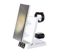 Chargeur sans fil pour Samsung, station de charge sans fil 3 en 1 pour téléphones Samsung, écouteurs et montres avec horloge, pour support de chargeur de téléphone portable Samsung (blanc)