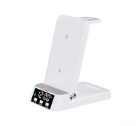 Chargeur sans fil pour Samsung, station de charge sans fil 3 en 1 pour téléphones Samsung, écouteurs, montres, avec fonction horloge, câble (blanc)