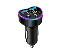 Chargeur sans fil pour voiture : récepteur audio avec deux ports USB | Adaptateur de charge rapide pour voiture, lecteur MP3 avec appels mains libres et émetteur FM | Compatible avec T