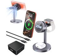 Chargeur sans fil Qi2.2 25 W, station de charge 3 en 1 avec refroidissement actif TEC, équipé d'un adaptateur 65 W, compatible avec iPhone 17/16/15/14/13/12, Apple Watch et AirPods