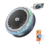 Chargeur sans fil Qi2.2 【Charge rapide 25 W + refroidissement instantané】 Chargeur magnétique avec ventilateur de refroidissement, support de téléphone à lumière LED, charge rapide, compatible avec