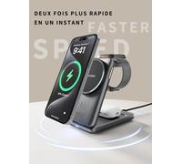 Chargeur Sans Fil Station, Magnétique Pliable 3 En 1 Avec Mag-Safe, Charge Rapide De 15 W Chargeur Pour I-Phone Série 16/15/14/13/12, Watch Et Air-Pods (Noir)