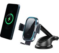 Chargeur Sans Fil Voiture 15w Qi Support Pare-Brise / Tableau De Bord Noir + Garantie À Vie Force Power Lite