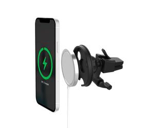 Chargeur sans fil voiture MagSafe 15W Qi Support Ventilation Blanc Bigben